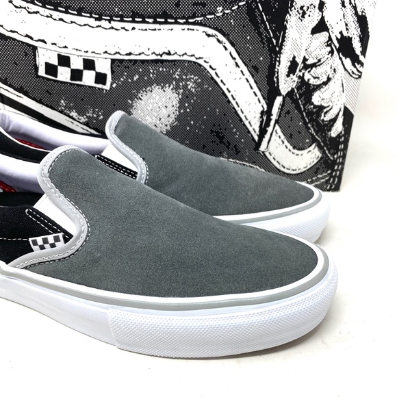 VANS Skate Slip On Shoes Suede Low Top Black Gray For Men Sneakers VN0A5FCAN42 - Picture 9 of 11